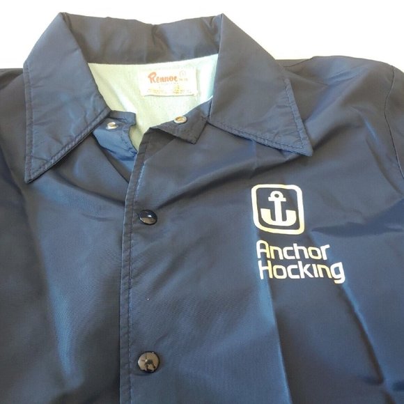 Anchor Hocking Employee Jacket VINTAGE Windbreaker Coat Rennoc USA Blue Small - Picture 4 of 10
